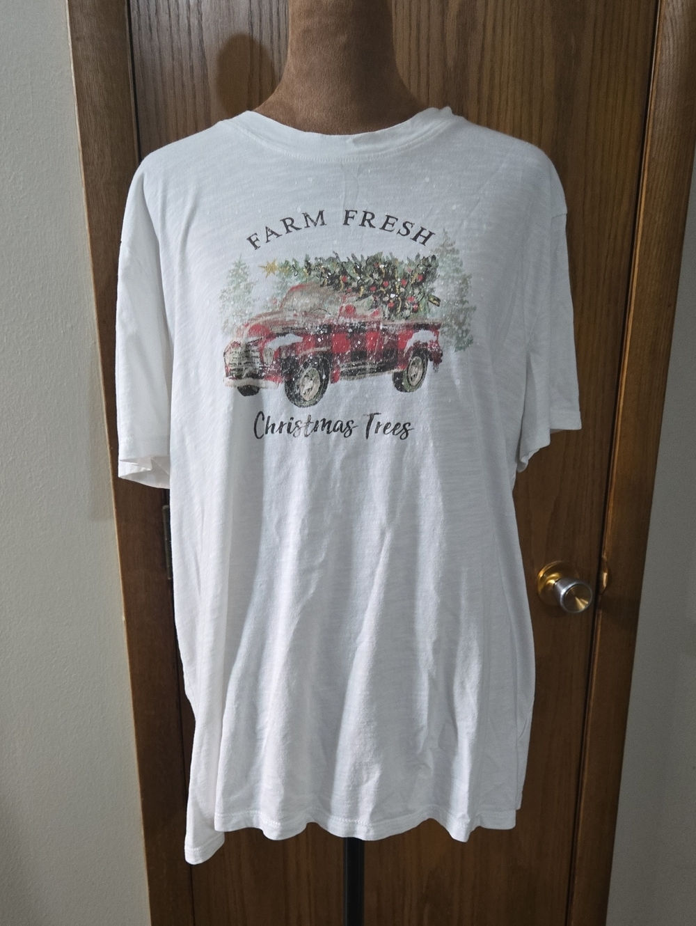 Farm Fresh Christmas Trees Graphic Tee - White